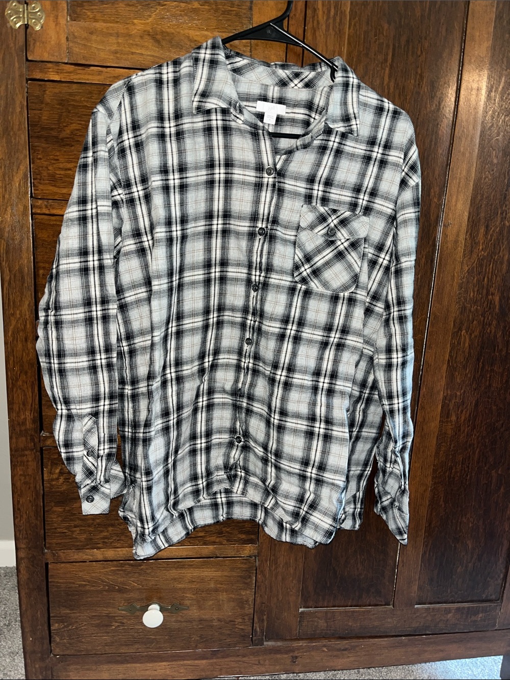 J. Jill Black and White Plaid Button-Down Shirt